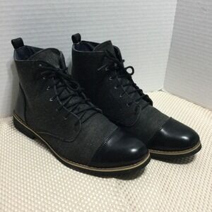 Four Uncles Men's US Sz 10 EU 43 Black Chukka Boots Black Canvas Faux Leather